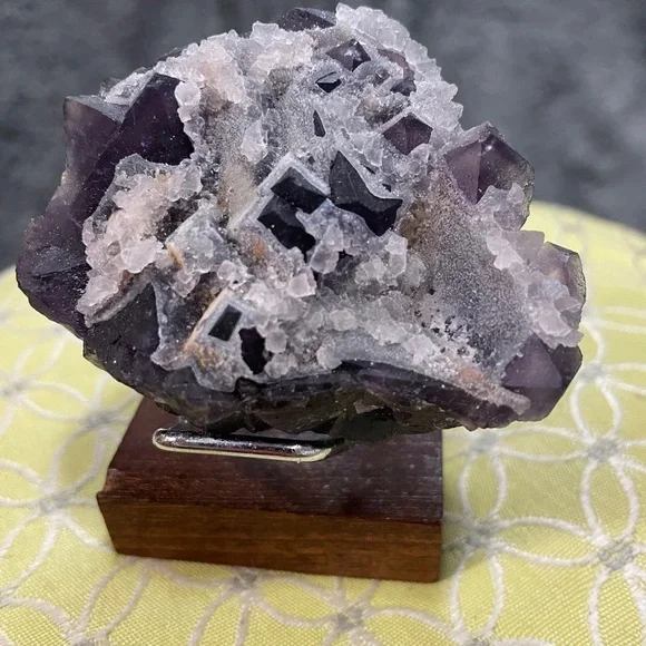 SUGAR CALCITE COATED RAINBOW FLUORITE- 3” STUNNING GREEN, BLUE PURPLE- GEMSTONE